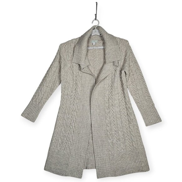 Ann Taylor LOFT | Long Knit Cardigan | Women's | XL | Beige | Cable Knit Duster - Picture 1 of 9
